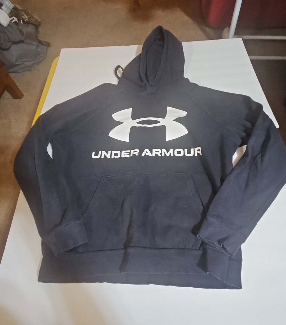 Under Armour Rival Fleece Hoodie Size MD Black ColdGear Big Logo